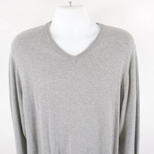 St. John's Bay Gray V-Neck XL Sweater Pullover Cotton Acylic Long Sleeve